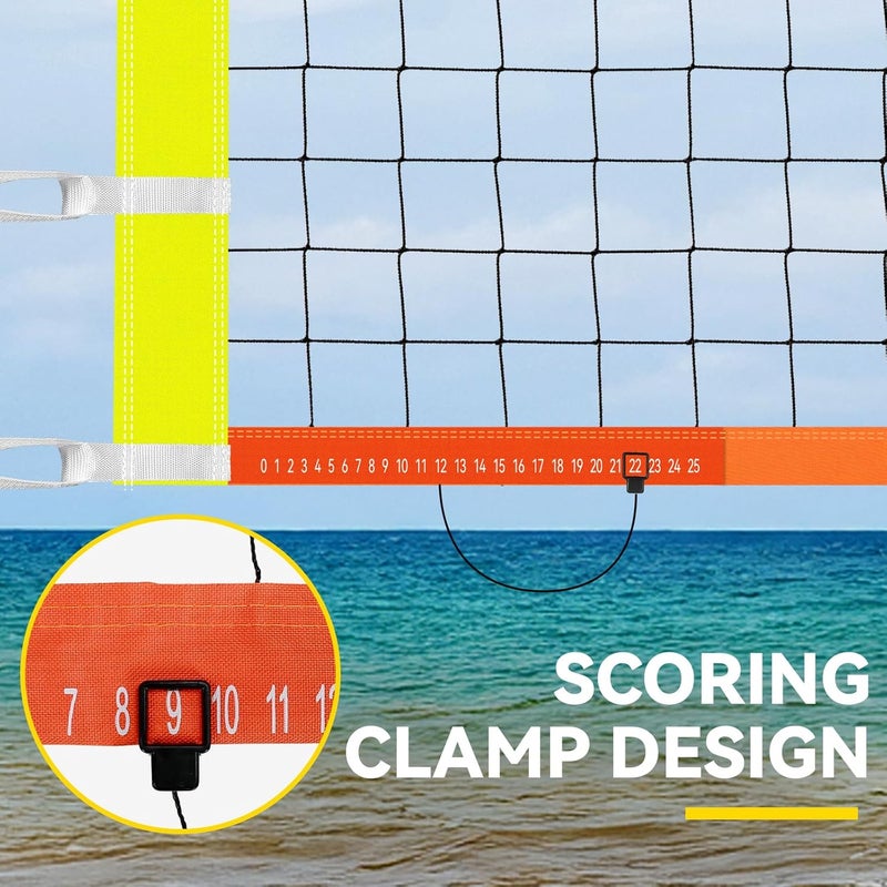 Olybeaka Professional Volleyball Net with Aircraft Steel Cable, Scoring Design - Anti-UV & Heavy Duty for Outdoor, Backyard, Pool, Schoolyard, Beach - Portable 32 * 3FT Volleyball Net with Storage Bag - Image 3